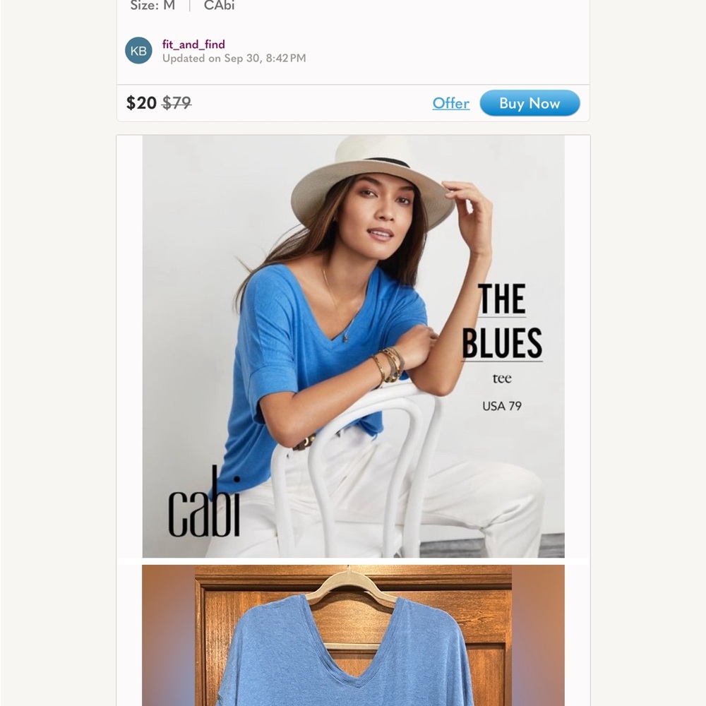 CAbi  Blues Tee large